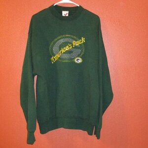 NFL Packers Vintage 1996 Men X Large Green Yellow Embroidered Sweatshirt